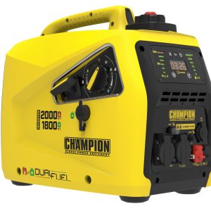 Champion Power Equipment Petrol + Gas Power Generator (2000 Watt, Power Inverter, Generator with LED Display, Dual Fuel, Extremely Quiet) 8200i-E-DF-EU, Yellow