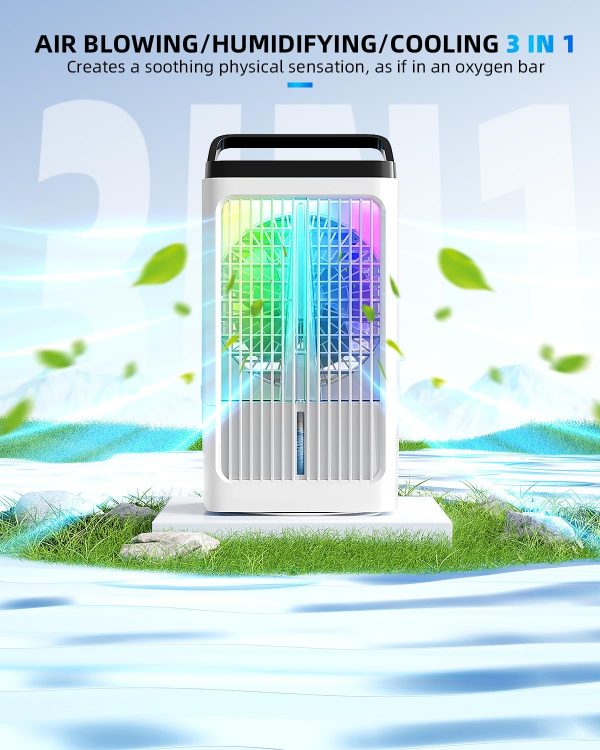 Portable air conditioner, 1500 ml fan, 4 speeds, 7-color LED lighting, 2 spray functions, and 1-8 hour timer, perfect for bedrooms and offices. - Image 6