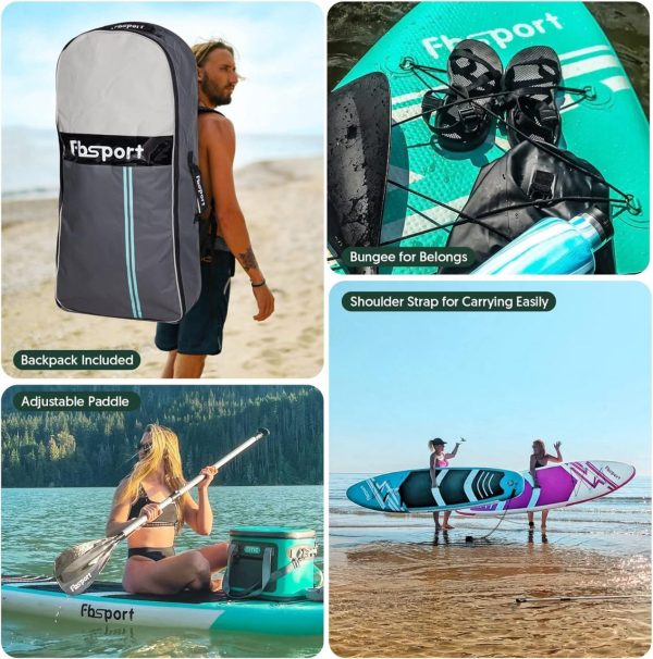 FBSPORT 11' Premium Stand Up Paddle Board, Yoga Board with Durable SUP Accessories & Carry Bag | Wide Stance, Surf Control, Non-Slip Deck, Leash, Paddle and Pump for Youth & Adult - Image 6