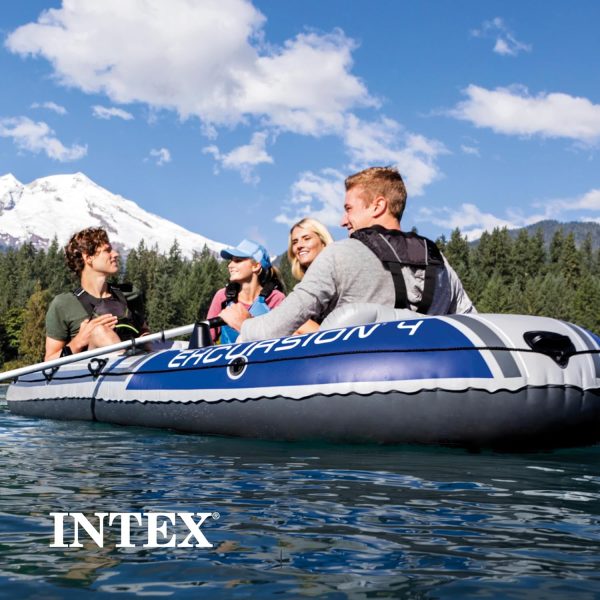 INTEX Excursion Inflatable Boat Series: Includes Deluxe 54in Boat Oars and High-Output Pump – SuperTough PVC – Adjustable Seats with Backrest – Fishing Rod Holders – Welded Oar Locks - Image 6