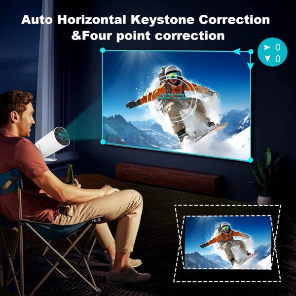 Mini Projector, HY300 PRO Portable Projector, Support 4K 1080P with Dual-Band WIFI6 5G Wireless 5.2 Bluetooth Android 11, 180° Rotatable, Auto Keystone Correction, 35"-130" Screen Video Projector - Image 6