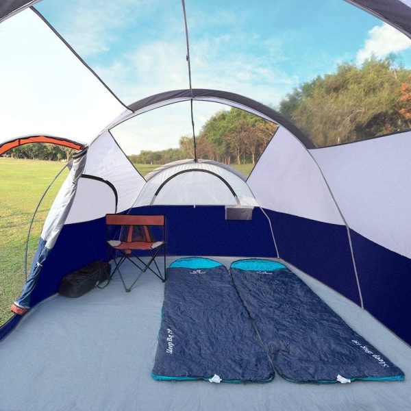 CAMPROS CP Tent 8 Person Camping Tents, Weather Resistant Family Tent, 5 Large Mesh Windows, Double Layer, Divided Curtain for Separated Room, Portable with Carry Bag - Image 6