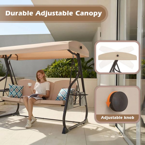 ZZW 3 Seat Metal Porch Swing with Stand 800Lbs - Image 6