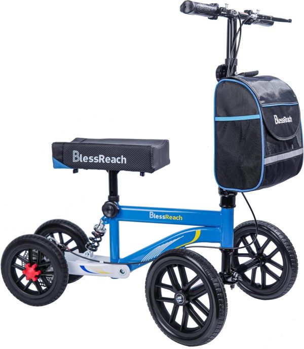 All Terrain Steerable Knee Scooter Crutch Alternative，Deluxe Medical Scooter Double Handbrake,for Adults Injured Ankle & Foot Recovery Scooter in Black - Image 7