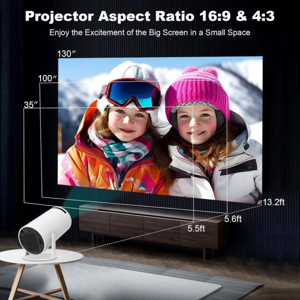 Mini Projector, HY300 PRO Portable Projector, Support 4K 1080P with Dual-Band WIFI6 5G Wireless 5.2 Bluetooth Android 11, 180° Rotatable, Auto Keystone Correction, 35"-130" Screen Video Projector - Image 7