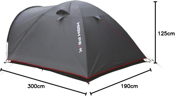 High Peak Nevada 3 Dome Tent Camping Tent with Stem, Igloo Tent for 3 People, Double Walled, Waterproof, Ventilation System, Weather Protection Entrance, Mosquito Protection - Image 7