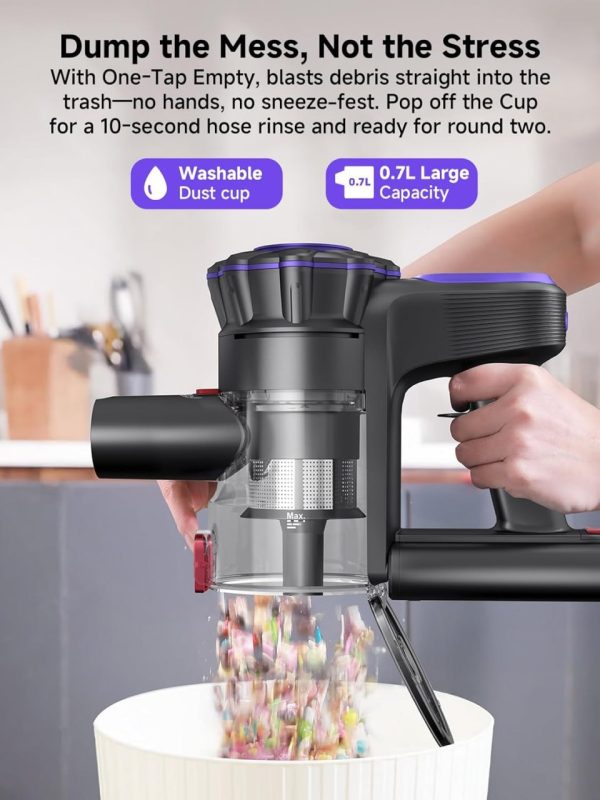 MONSGA Cordless Vacuum Cleaner, 45KPa 400W Stick Vacuum for Home, 50Mins Anti-Tangled Vacuum Cleaner with Charging Dock, Light-weighted Handheld Vacuum for Pet Hair/Carpet/Floor, LED Touch Display,MV3 - Image 7