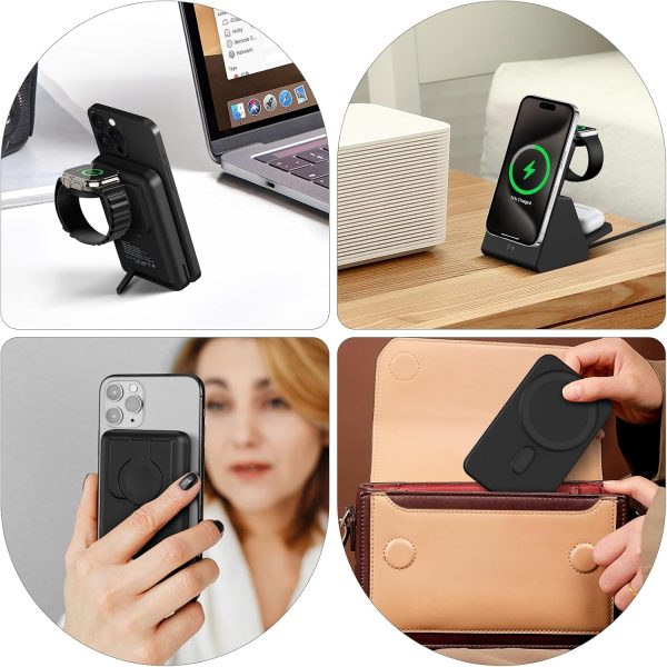 Mag-Safe Magnetic Charging Dock Wireless Charging Station: 3-in-1 10,000mAh Portable Power Bank, Compatible with iPhone 16/15/14/13/12 Series and Apple Watch - Magnetic Charging Dock (Black)（white） - Image 7