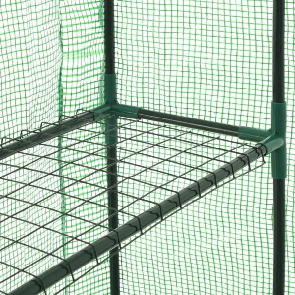56.3in x 84.5in x 77.2in, outdoor walk-in greenhouse, polyethylene, powder-coated tubular steel, side windows, roll-up door - Image 7