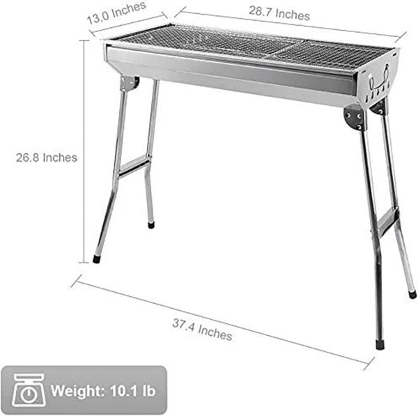 Barbecue Charcoal Grill Stainless Steel Folding Portable BBQ Tool Kits for Outdoor Cooking Camping Hiking Picnics Tailgating Backpacking or Any Outdoor Event (Large) - Image 7