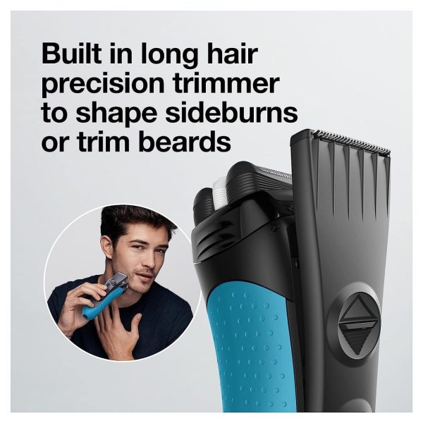 Braun Electric Series 3 Razor with Precision Trimmer, Rechargeable, Wet & Dry Foil Shaver for Men, Blue/Black, 4 Piece - Image 7
