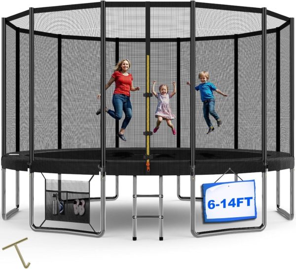 Devoko trampoline outdoor Ø 427 cm indoor trampoline children's garden trampoline, complete set with shoe net, ladder, edge cover, safety net, load capacity 150 kg