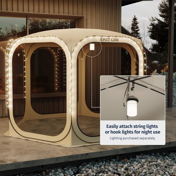 EAST OAK Screen House Tent Pop-Up, Portable Screen Room Canopy Instant Screen Tent 10 x 10 FT with Carry Bag for Patio, Backyard, Deck & Outdoor Activities, Beige - Image 8