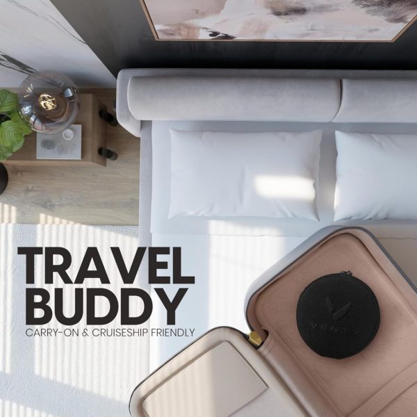 VENTY Portable Fan - Wireless Battery Operated Fan - 4 Speeds - LED Lighting - Carry Case & Remote Control - Cruise Travel - Outdoor Travel RV Power Bank With USB-C Port (Black with Case) - Image 8