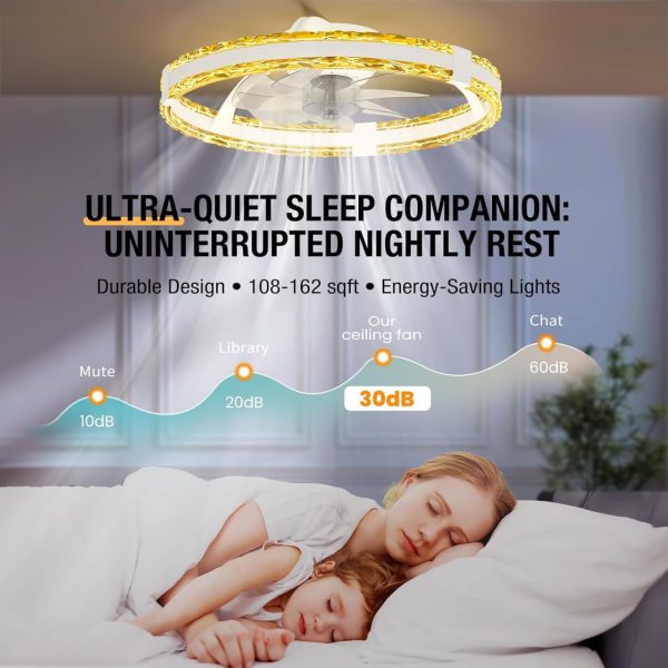 Ceiling Fans with Lights and Remote, 20'' Low Profile Flush Mount Ceiling Fan with 6 Speeds & 3 Color Temperature, 3000-6500K Dimmable Led Fandelier for Bedroom Livingroom, White - Image 8