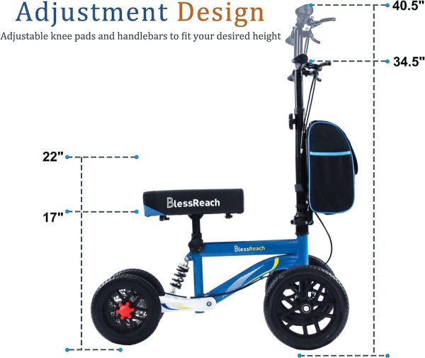 All Terrain Steerable Knee Scooter Crutch Alternative，Deluxe Medical Scooter Double Handbrake,for Adults Injured Ankle & Foot Recovery Scooter in Black - Image 8