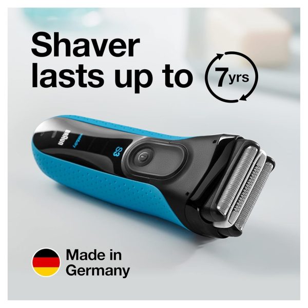 Braun Electric Series 3 Razor with Precision Trimmer, Rechargeable, Wet & Dry Foil Shaver for Men, Blue/Black, 4 Piece - Image 9