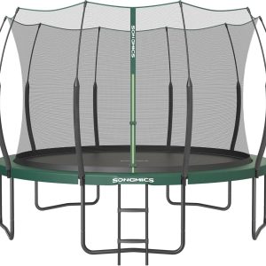 SONGMICS Springless Trampoline Ø 366 cm, Outdoor Trampoline for Children, Elastic Ropes, Safety Net with Zipper, Fiberglass Poles, Safe, Quiet