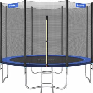SONGMICS Outdoor Trampoline Ø 183cm, Round Garden Trampoline with Safety Net, Ladder and Padded Poles