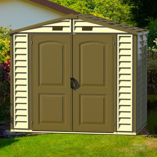 DuraMax 8ft x 5.5ft Storeall Vinyl Shed with Foundation Kit and window