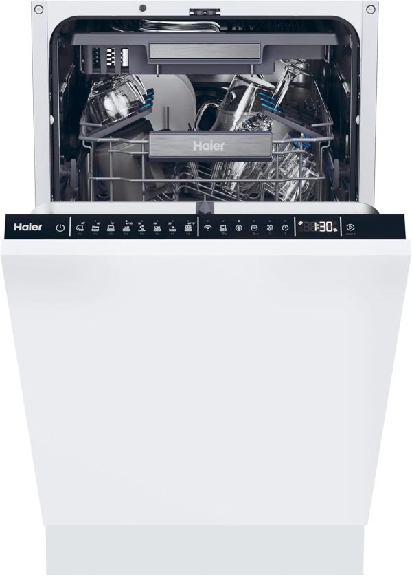 Haier XS 4A4M4PB-80 I-Pro Shine Series 6 Integrated Dishwasher, 14 place Setting, Black Bezel, A Rated
