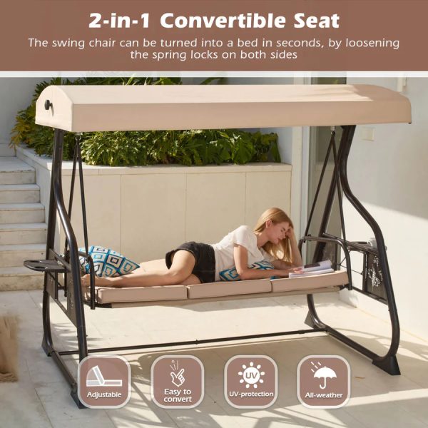 ZZW 3 Seat Metal Porch Swing with Stand 800Lbs - Image 3