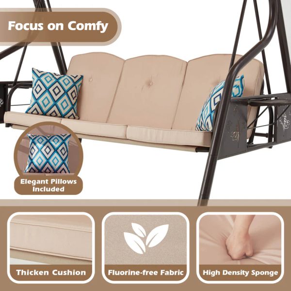 ZZW 3 Seat Metal Porch Swing with Stand 800Lbs - Image 5