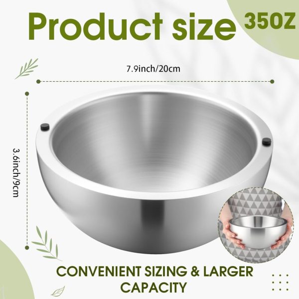 Honeydak 1 Pack 35 oz Dip Chiller Bowl Stainless Steel Double Walled Insulated Ice Serving Bowl for Parties Salsa, Guacamole, Condiments, Sauces, Salad & Food Hot or Cold - Image 2