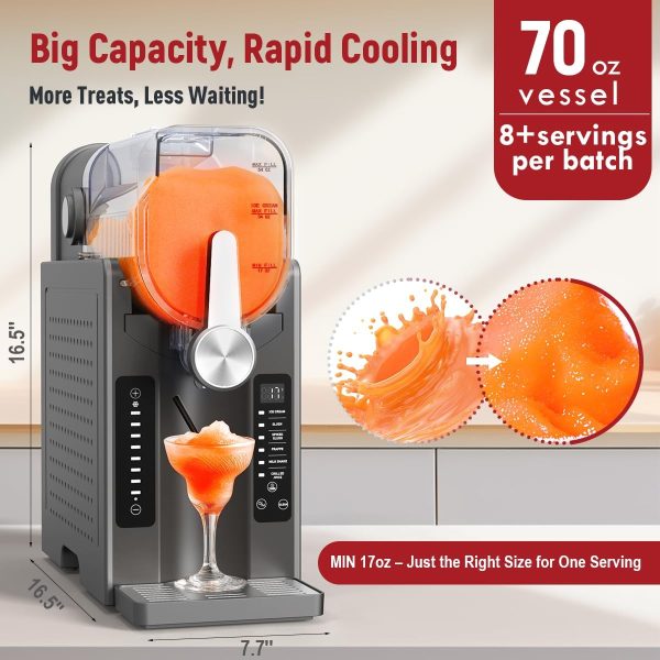 Slushie maker: No Ice Needed All-in-One Slushy Maker for home, real-time temperature display, auto-clean, 6 presets | Frozen margaritas, cocktails, frappés, ice cream, smoothies, milkshakes, summer parties - Image 3