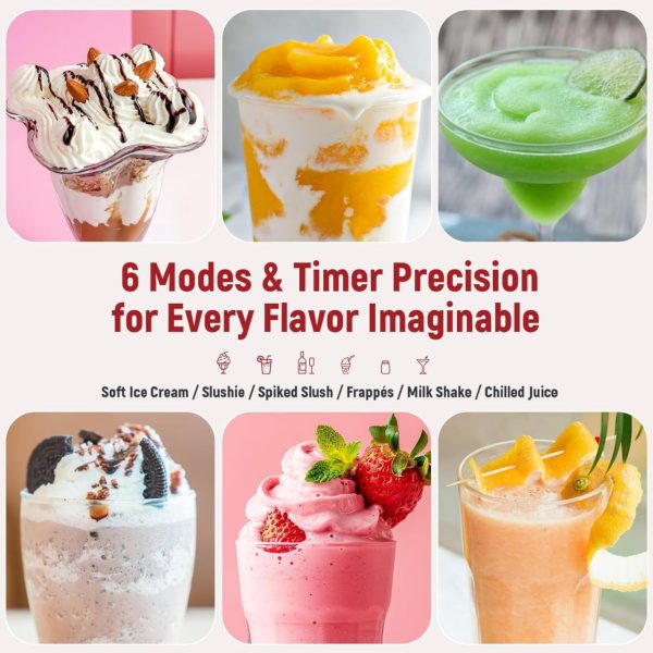 Slushie maker: No Ice Needed All-in-One Slushy Maker for home, real-time temperature display, auto-clean, 6 presets | Frozen margaritas, cocktails, frappés, ice cream, smoothies, milkshakes, summer parties - Image 5