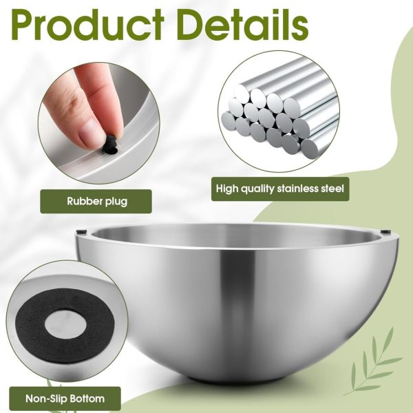 Honeydak 1 Pack 35 oz Dip Chiller Bowl Stainless Steel Double Walled Insulated Ice Serving Bowl for Parties Salsa, Guacamole, Condiments, Sauces, Salad & Food Hot or Cold - Image 5