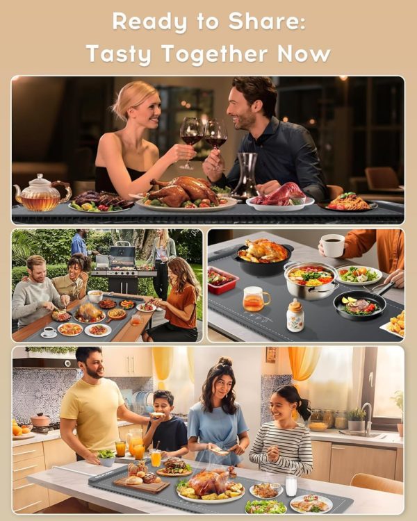 Warming Mat For Food Extra Large 36"x16" 580W Food Warmer Chafing Dishes for Buffet,Food Warming Mat,Food Warmers for Parties Buffet,Portable Heating Pad 6 Level Temp 6 Hour Timer - Image 5